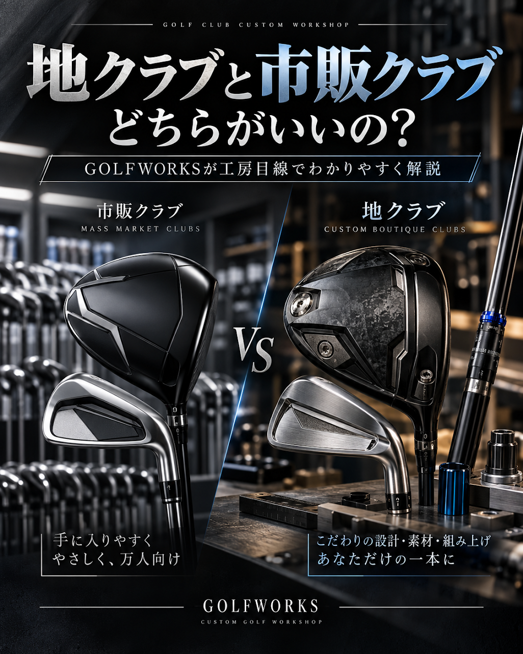 地クラブと市販クラブ、どちらがいいの？GOLFWORKSが工房目線でわかりやすく解説